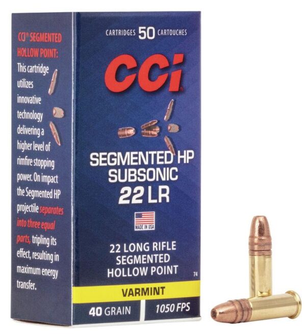 CCI Segmented HP Subsonic Rimfire Ammunition .22 LR 40 gr 1050 fps 50/ct - Precision Shot Firearms