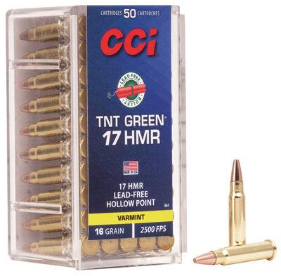 CCI TNT Green Rimfire Ammunition .17 HMR 16 gr HP 2500 fps 50/ct - Precision Shot Firearms