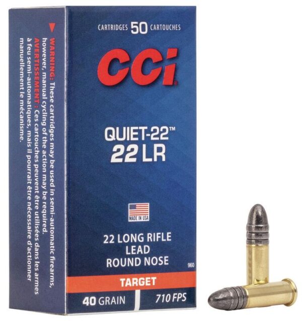 CCI Quiet-22 Rimfire Ammunition .22 LR 40 gr LRN 710 fps 50/ct - Precision Shot Firearms