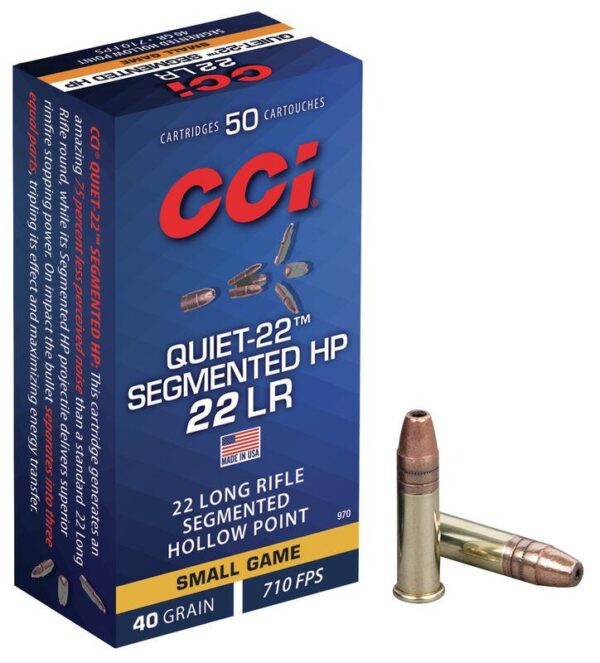 CCI Quiet-22 Segmented HP Rimfire Ammuntion .22 LR 40 gr HP 710 fps 50/ct - Precision Shot Firearms