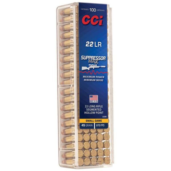 CCI Suppressor Max Rimfire .22 LR 45gr HP 970 fps 100/ct - Precision Shot Firearms