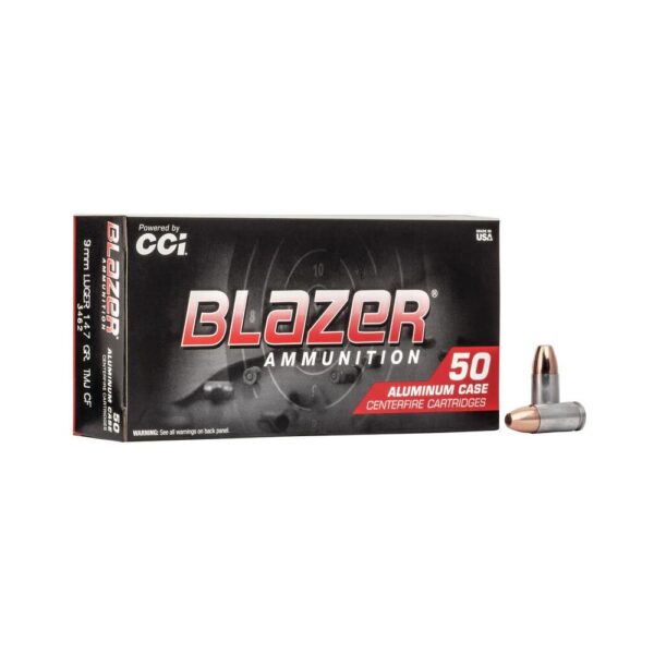 CCI Blazer Aluminum Handgun Ammunition 9mm Luger 147 gr. TMJ 985 fps 50/ct - Precision Shot Firearms