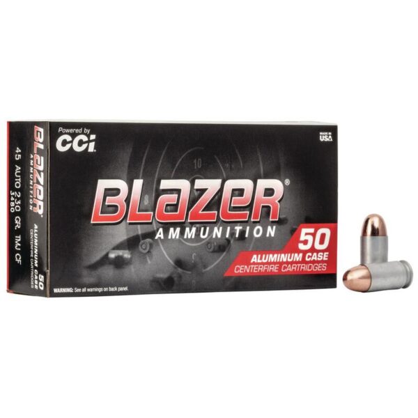 CCI Blazer Aluminum Handgun Ammunition Clean-Fire .45 Auto 230 gr FMJ 845 fps 50/ct - Precision Shot Firearms