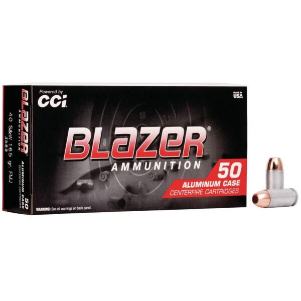 CCI Blazer Aluminum Handgun Ammunition .40 S&W 165 gr FMJ 1100 fps 50/ct - Precision Shot Firearms