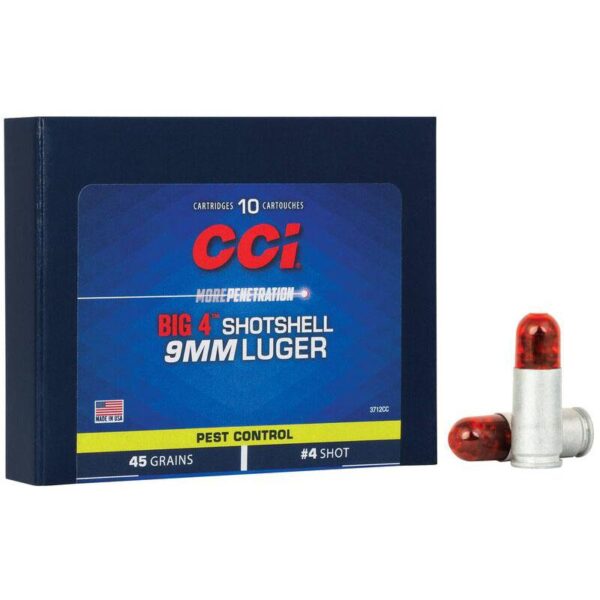 CCI Big 4 Handgun Shotshell Ammunition 9mm Luger #4 1000 fps 10/ct - Precision Shot Firearms