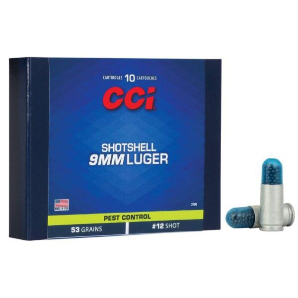 CCI Pest Control Handgun Shotshells 9mm Luger 53 gr. #12 shot 900 fps 10/ct - Precision Shot Firearms