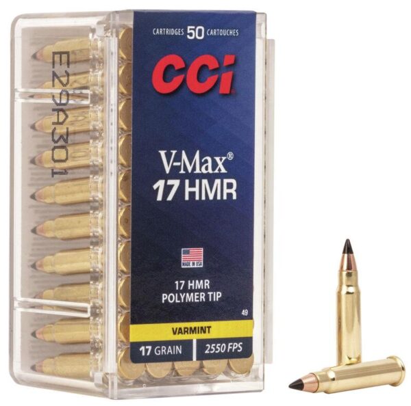 CCI Rimfire Ammunition .17 HMR 17 gr VMax 2550 fps 2000/ct Case (40-50/ct Boxes) - Precision Shot Firearms