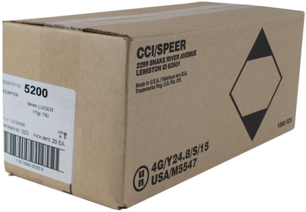 CCI Blazer Brass Handgun Ammunition 9mm Luger 115gr FMJ 1000/ct - Precision Shot Firearms