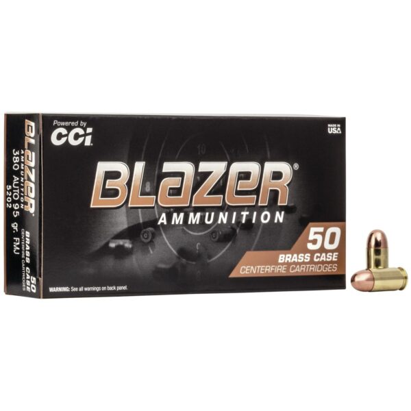 CCI Blazer Brass Handgun Ammunition .380 ACP 95 gr FMJ 945 fps 50/box - Precision Shot Firearms