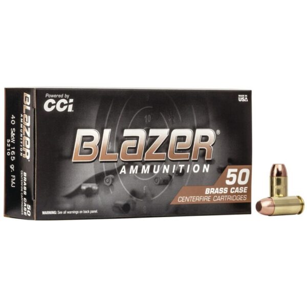 CCI Blazer Brass Handgun Ammunition .40 S&W 165 gr FMJ 1050 fps 50/ct - Precision Shot Firearms