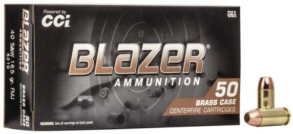 CCI Blazer Brass Handgun Ammunition .40 S&W 165 gr FMJ 1050 fps 50/ct - Precision Shot Firearms