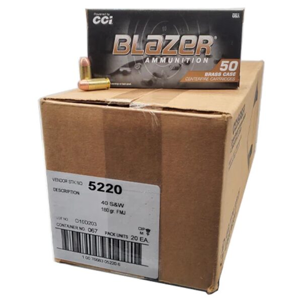 BLAZER 40 S&W - BRASS 180GR FMJ AMMO 1000RD CASE - Precision Shot Firearms