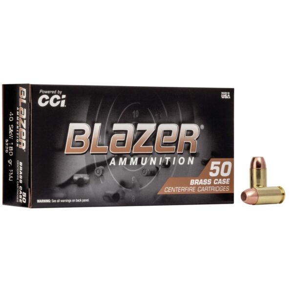 CCI Blazer Brass Handgun Ammunition .40 S&W 180 gr FMJ 985 fps 50/ct - Precision Shot Firearms