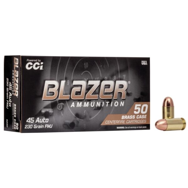 CCI Blazer Brass Handgun Ammunition .45 ACP 230 gr FMJ 830 fps 50/ct - Precision Shot Firearms