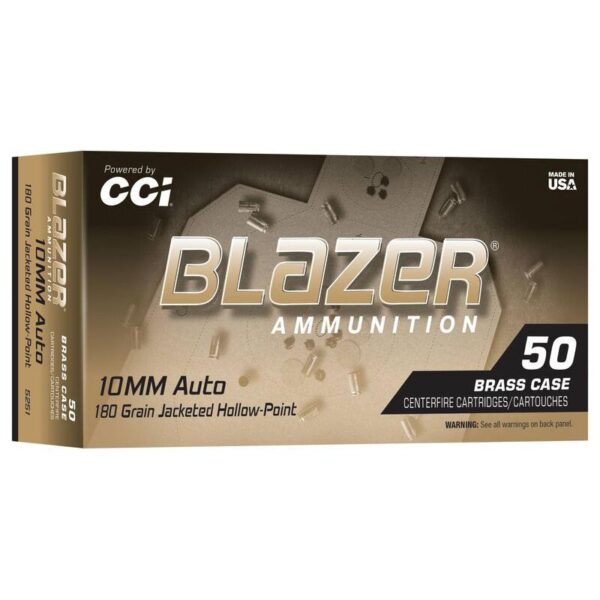 Blazer Brass Handgun Ammunition 10mm Auto 180gr JHP 1175 fps 50/ct - Precision Shot Firearms