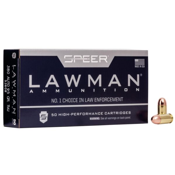 Speer Lawman Handgun Ammunition .380 Auto 95 gr. TMJ 950 fps 50/ct - Precision Shot Firearms