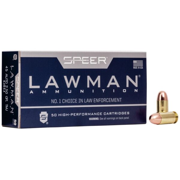 Speer Lawman Handgun Ammunition .45 ACP 230 gr TMJ 830 fps 50/ct - Precision Shot Firearms