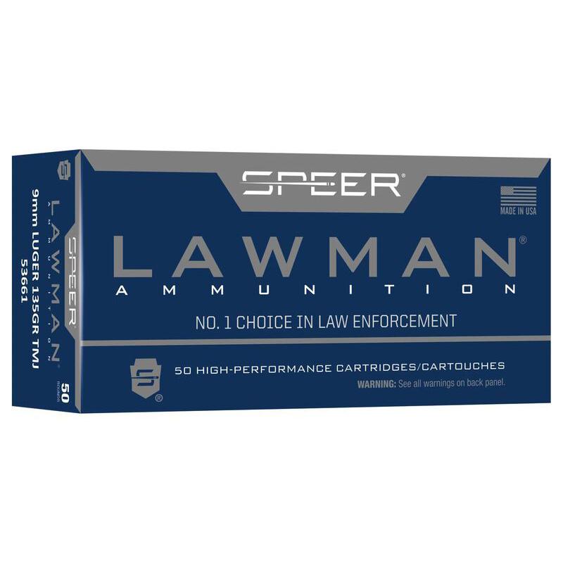 Speer Lawman Handgun Training Ammunition 9mm Luger 135gr TMJ 1120 fps 50/ct - Precision Shot Firearms