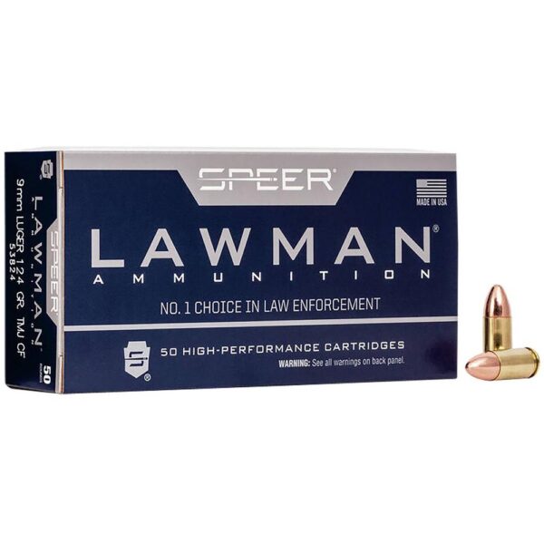 Speer Lawman Cleanfire Handgun Ammunition 9mm Luger 124gr TMJ 1090 fps 50/ct - Precision Shot Firearms