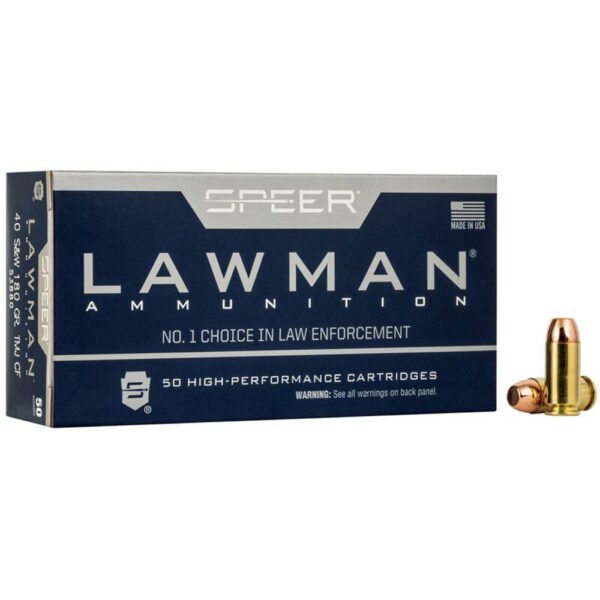 Speer Lawman Cleanfire Handgun Ammunition .40 S&W 180gr TMJ 1000 fps 50/ct - Precision Shot Firearms