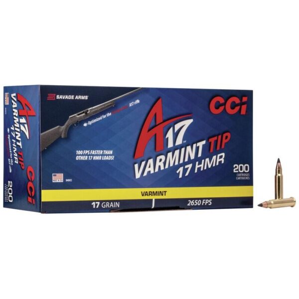 CCI A17 Varmint Tip Rimfire Ammunition .17 HMR 17 gr Vtip 2650 fps 200/ct - Precision Shot Firearms