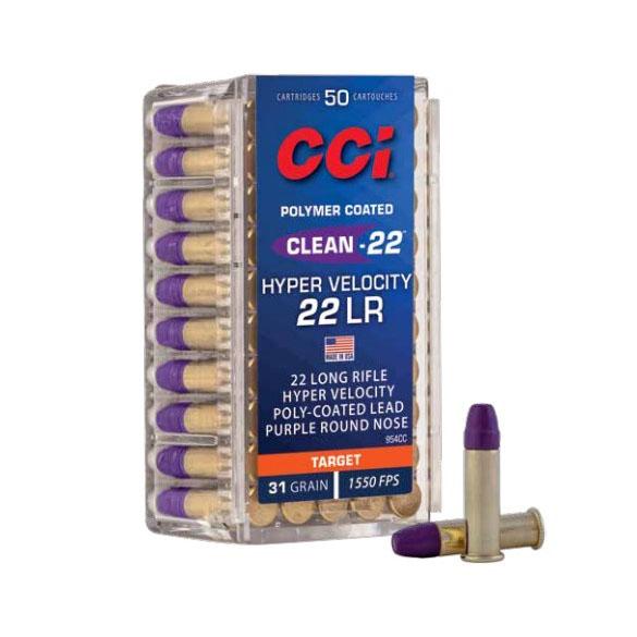 CCI Clean-22 Hyper Velocity Purple Rimfire Ammunition .22 LR 31gr RN 1550 fps 50/ct - Precision Shot Firearms