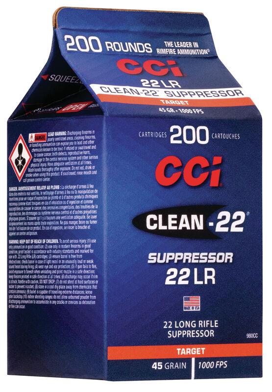 CCI Clean-22 Suppressor Rimfire Ammunition .22 LR 45 gr LRN 1000 fps 200/ct - Precision Shot Firearms