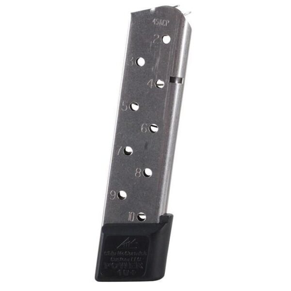 Chip McCormick Power Mag Plus Colt 1911 Handgun Magazine .45 ACP Stainless Steel 10/rd - Precision Shot Firearms