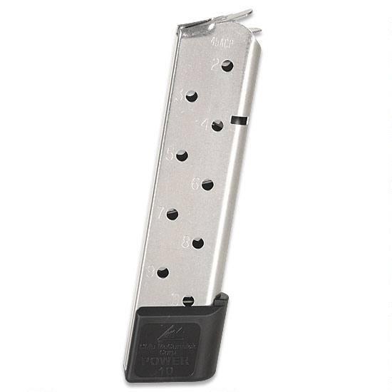 Chip McCormick Full-Size 1911 Railed Power Mag (RPM) Handgun Magazine Stainless .45 ACP 10/rd - Precision Shot Firearms