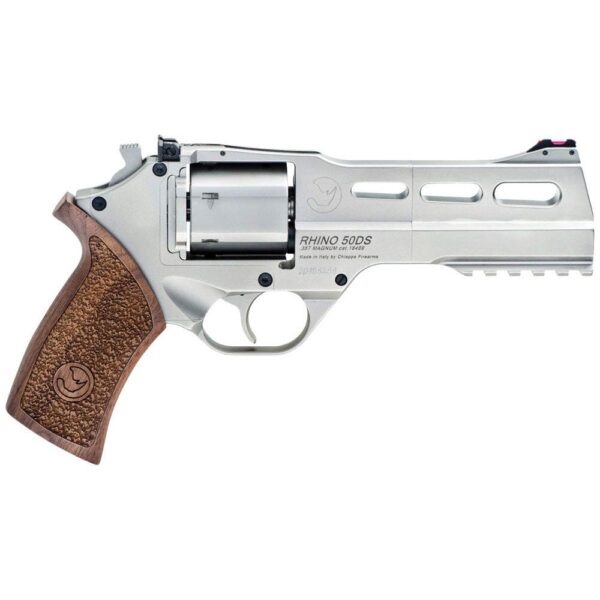 Chiappa Rhino 50DS Handgun .357 Mag 6rd Capacity 5" Barrel Nickel Plated with Walnut Grips and 3 Moon Clips - Precision Shot Firearms