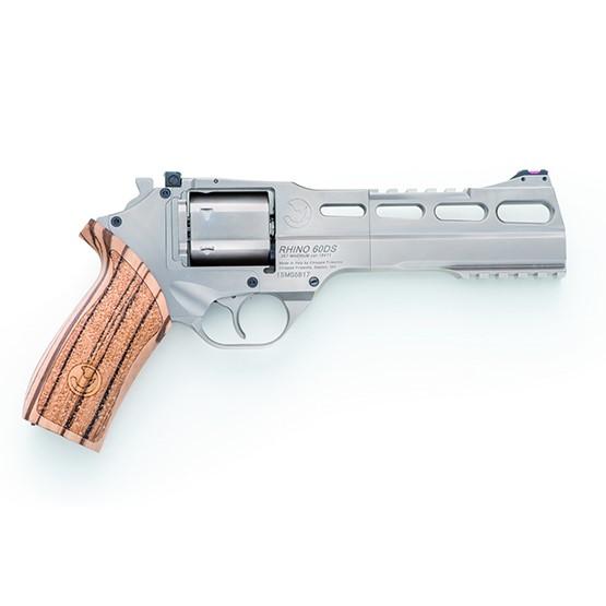 Chiappa Rhino 60DS Handgun .357 Mag 6rd Capacity 6" Barrel Nickel Plated with Wood Grips and 3 Moon Clips - Precision Shot Firearms