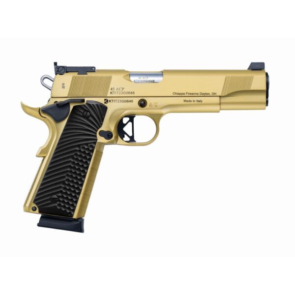 Chiappa 1911 Empire Grade Handgun .45 ACP 8rd Magazines (2) 5" Barrel Gold with Black Grips - Precision Shot Firearms