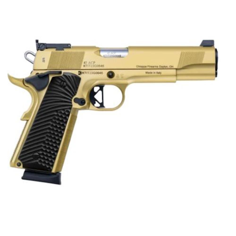 Chiappa 1911 Empire Handgun .45 ACP 8rd Magazines (2) 5" Barrel Gold with Black Grip - Precision Shot Firearms