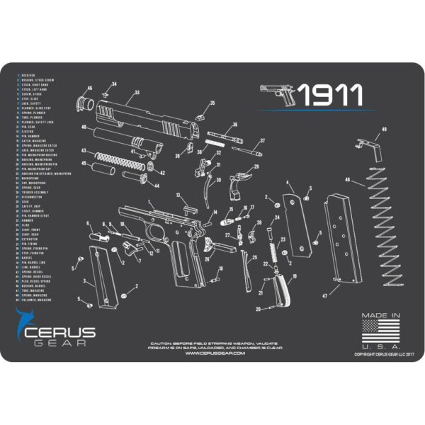 Cerus Gear 1911 Schematic ProMat - Gray - Precision Shot Firearms
