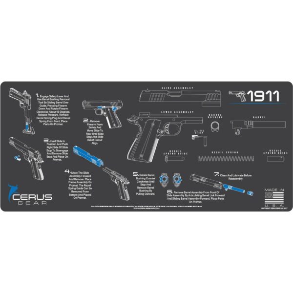 Cerus Gear 12x27 1911 Instructional Promat - Gray - Precision Shot Firearms