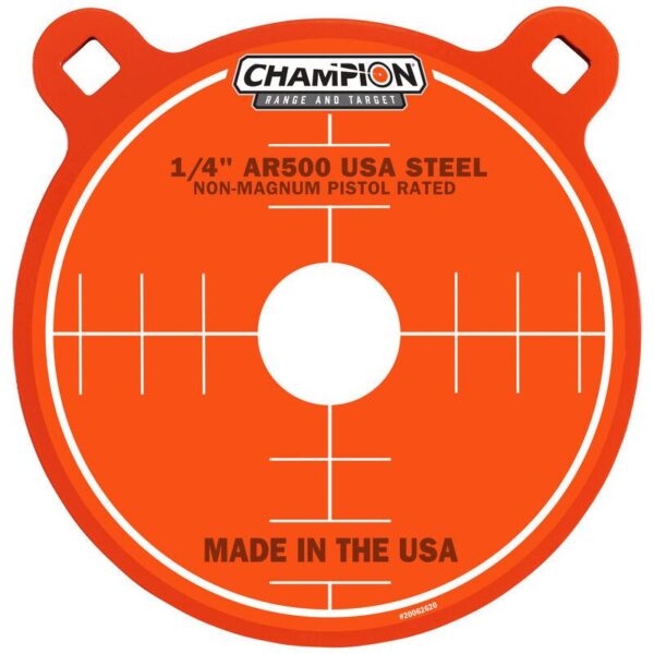 Champion Center Mass AR500 8" Gong Pistol Steel Targets Orange - Precision Shot Firearms