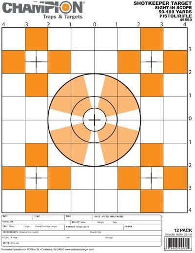 Champion Shotkeeper Targets Orange Sight-In Small 12/Pack - Precision Shot Firearms