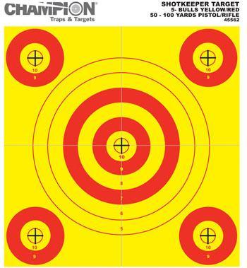 Champion Shotkeeper Targets Yellow & Red 5 Bull Small 12/Pack - Precision Shot Firearms