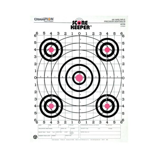 Champion Scorekeeper Targets Fluorescent Orange Bull 100 yd. Rifle Sight-In 12/ct - Precision Shot Firearms
