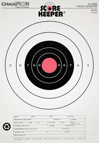 Champion Scorekeeper Targets Fluorescent Orange Bull - 25 yd. Pistol Slow Fire 100/Pack - Precision Shot Firearms