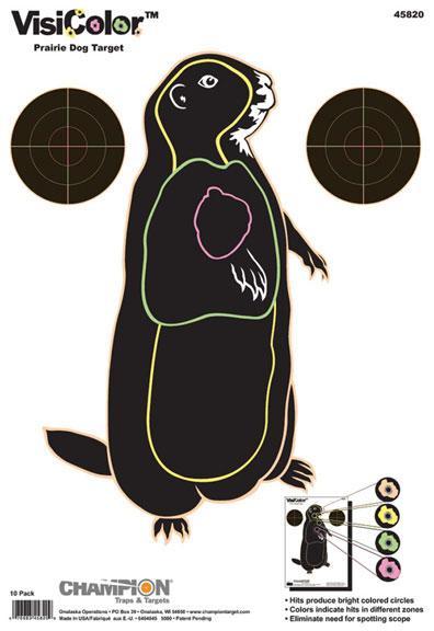 Champion VisiColor High-Visibility Paper Targets Prairie Dog 11" X 16" 10/Pack - Precision Shot Firearms