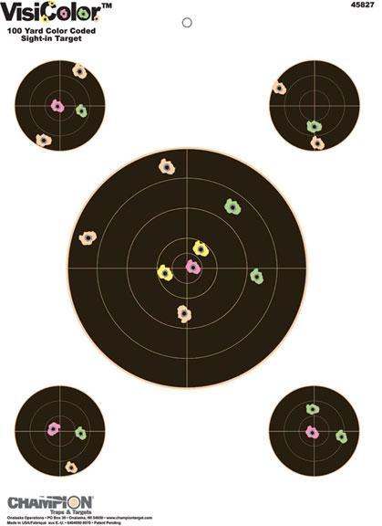Champion VisiColor High-Visibility Paper Targets 8" Bull w/4 extra Bulls 10/Pack - Precision Shot Firearms