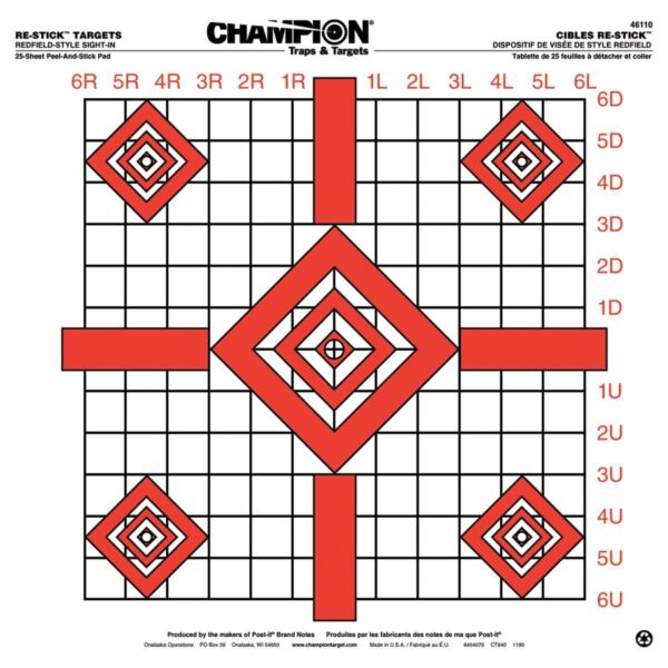 Champion ReStick Targets Redfield-Style Precision Sight-In 16" X 15.75" 25/page - Precision Shot Firearms