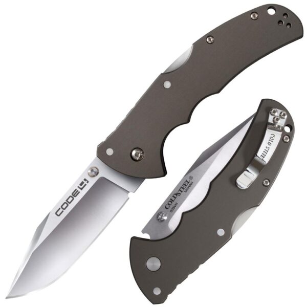 Cold Steel Code-4 Clip Point Lockback Knife - 3-1/2" Blade Satin - Precision Shot Firearms