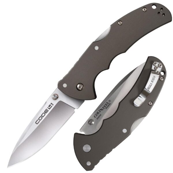 Cold Steel Code-4 Spear Point Lockback Knife Gray - 3-1/2" Blade Satin - Precision Shot Firearms