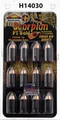 Harvester Muzzleloading Scorpion PT Gold Premium Polymer Tip Muzzleloader Bullets 50 Cal. Sabot 300 gr .451" Polymer Tip Bullet 12/pk - Precision Shot Firearms