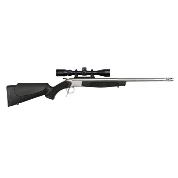 CVA Scout TD Rifle 35 Whelan Single Shot 25" Threaded Barrel Stainless Steel and Black with Muzzle Brake and 9x40 Scope - Precision Shot Firearms