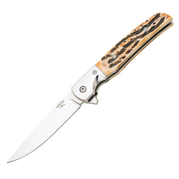 Bear & Son Rancher Sideliner Folding Knife 3-3/8" Drop Point Blade Stag Bone - Precision Shot Firearms