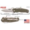 Bear & Son G10 Sideliner Folding Knife 3-3/8" Drop Point Blade OD Green with Trigger Boxed - Precision Shot Firearms