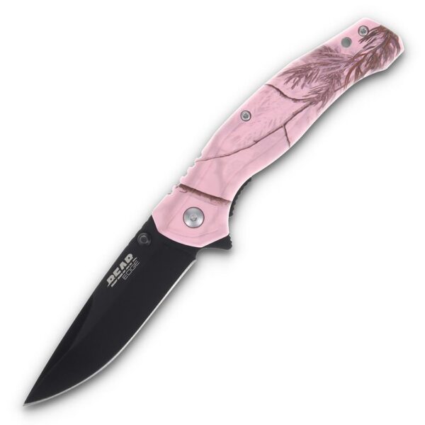Bear & Son Edge Brisk 2.0 Folding Knife & Sharpener Combo Drop Point Blade Pink Camo - Precision Shot Firearms